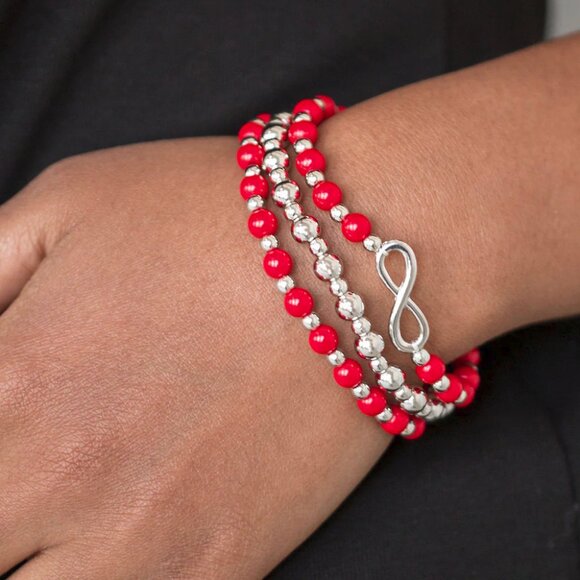 Paparazzi Jewelry Accessories - Immeasurably Infinite - Red Bracelet - Vintage - Picture 1 of 4